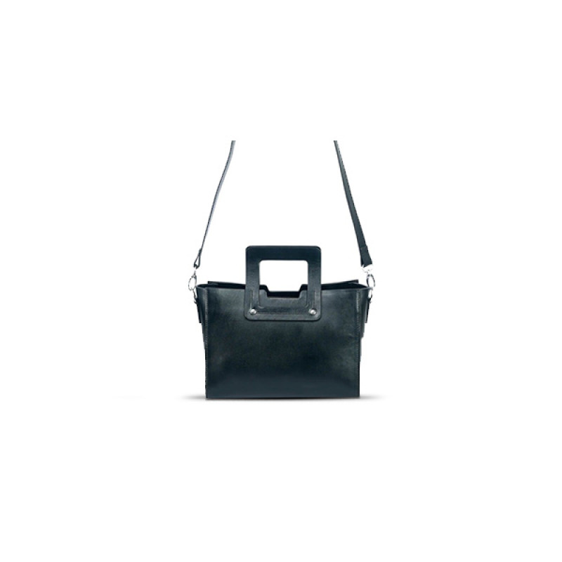 Black Square Leather Handbag