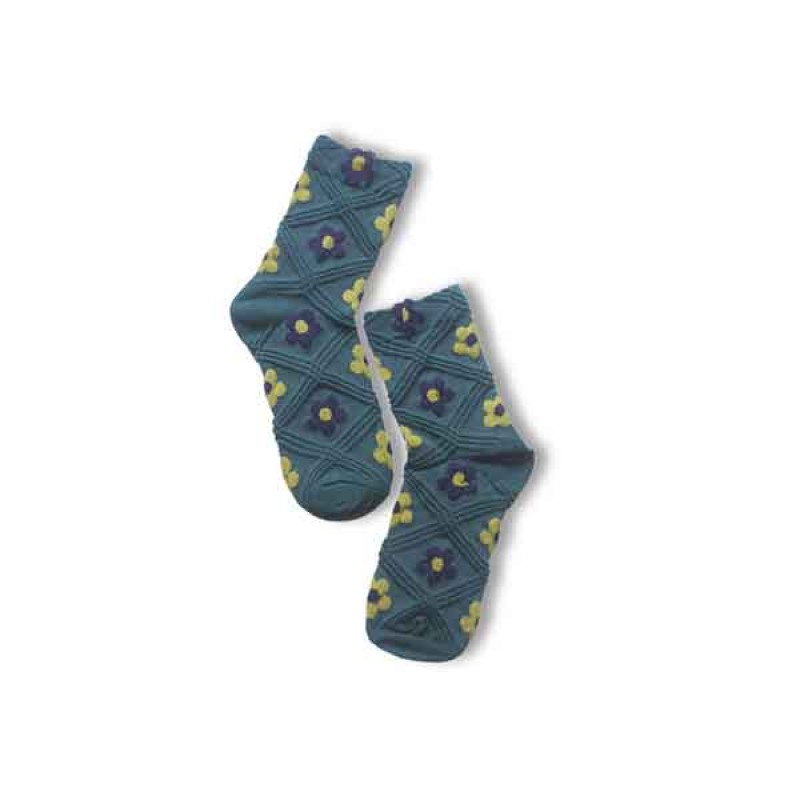 Mid Calf Flower Socks Eas-01