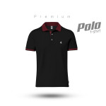 Single Jersey Knitted Cotton Polo - Black