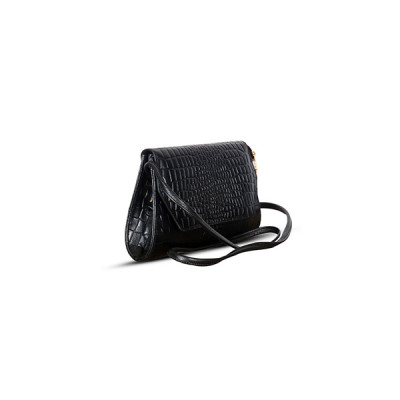 Slick Croco-Design Black Ladies Handbag