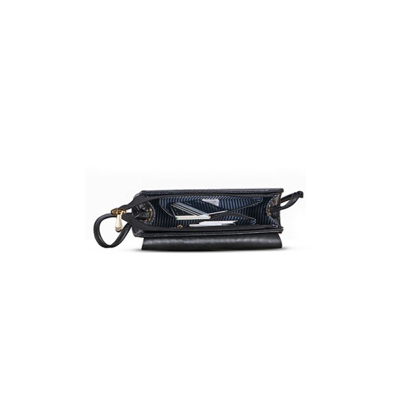 Slick Croco-Design Black Ladies Handbag