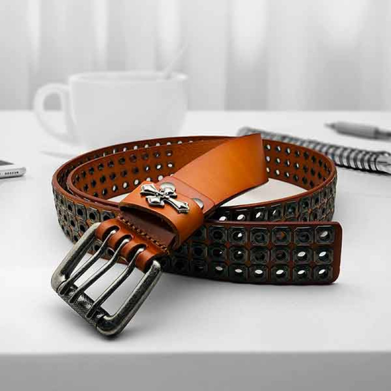 Casual Brown Color Three Loop Belt