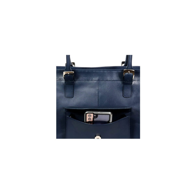 Women Executive Coach Leather Navy Color Bag