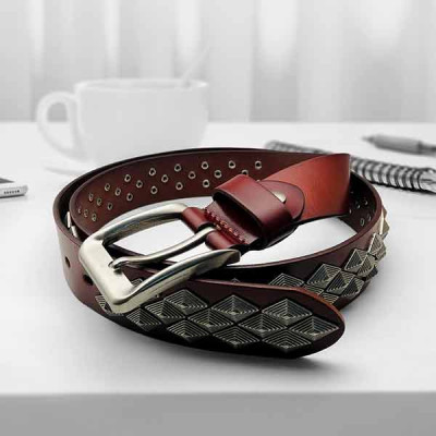 Casual Leather Belt Steel Pinned Design