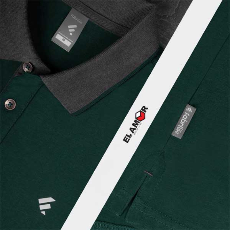 Single Jersey Knitted Cotton Polo - Green