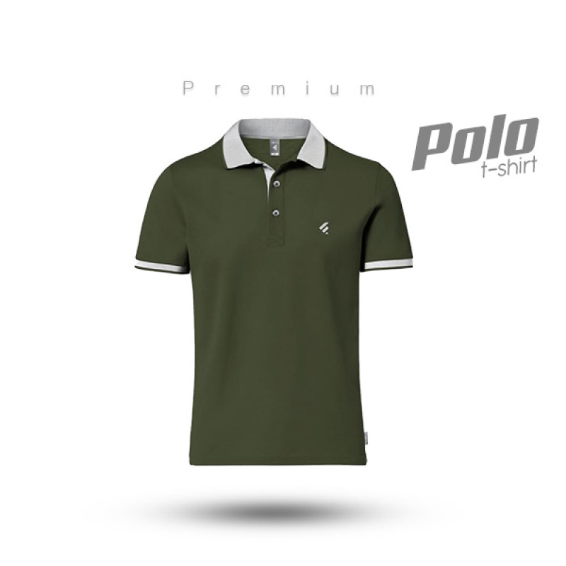 Single Jersey Knitted Cotton Polo - Olive