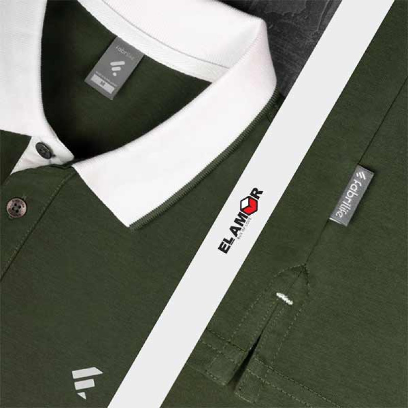 Single Jersey Knitted Cotton Polo - Olive