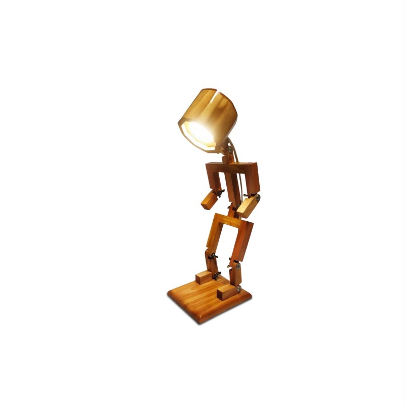 Wooden Robot Lamp