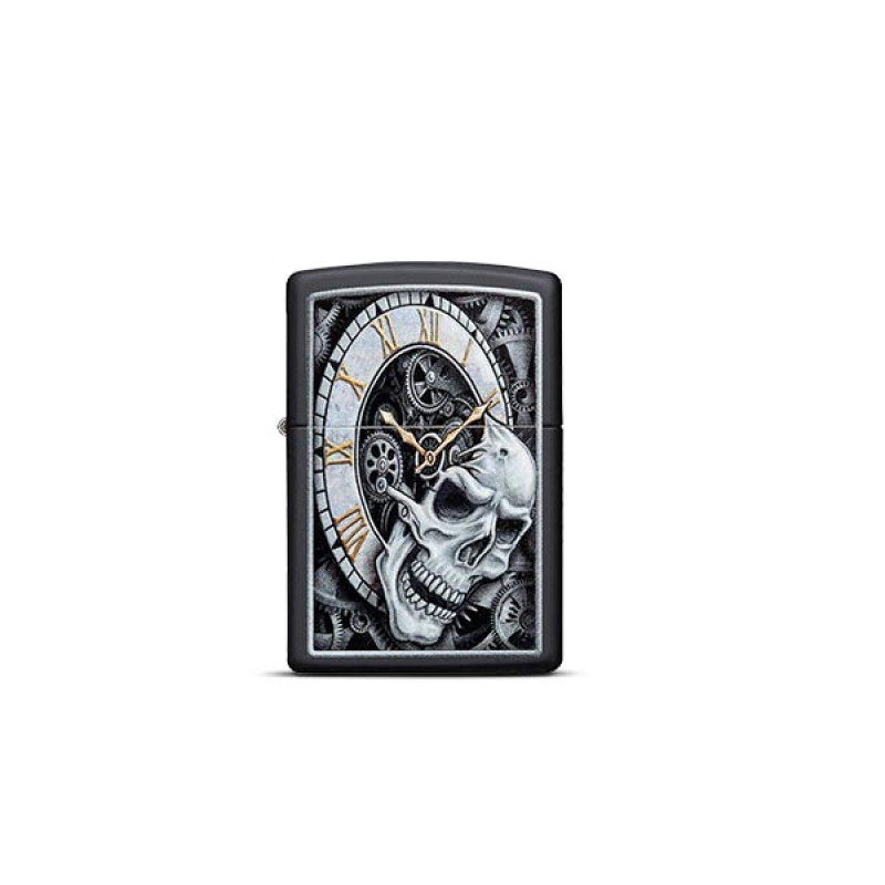 Skull Clock Design Zippo