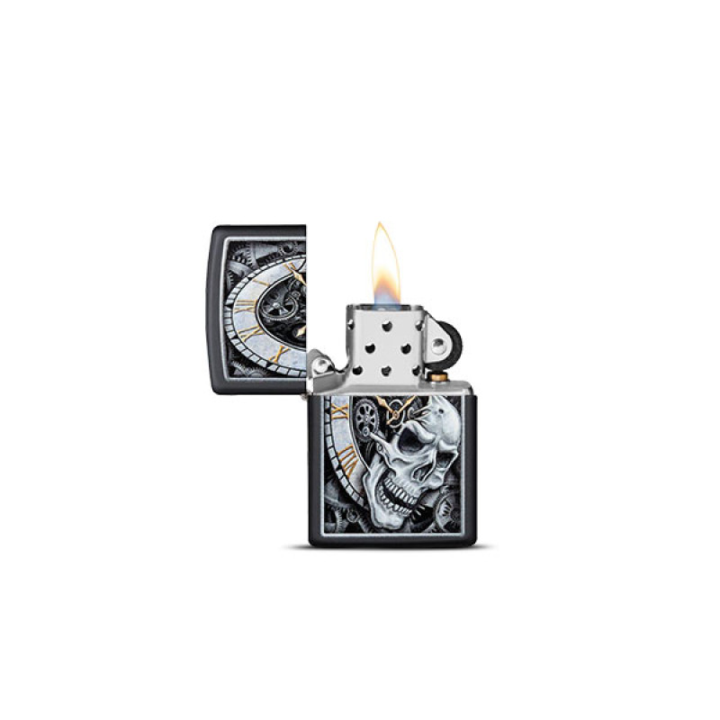 Skull Clock Design Zippo