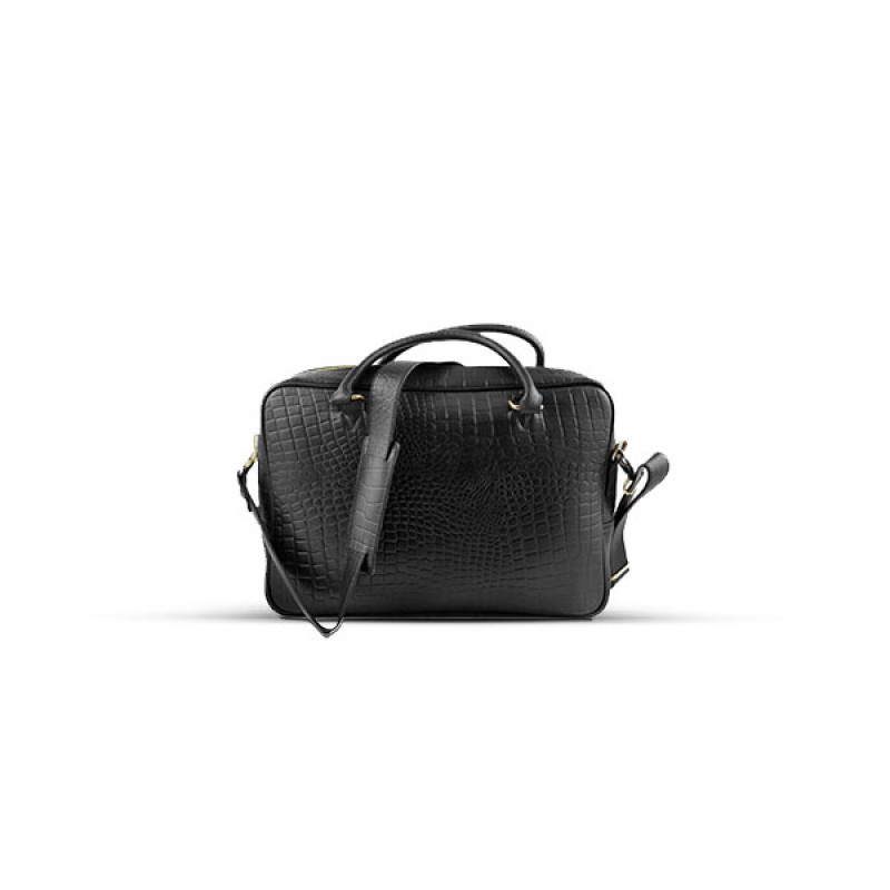 Croco Print Black Briefcase Official Leather Bag