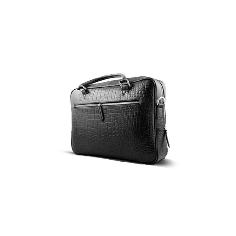 Croco Print Black Briefcase Official Leather Bag