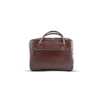 Croco Print Brown Leather Briefcase Bag