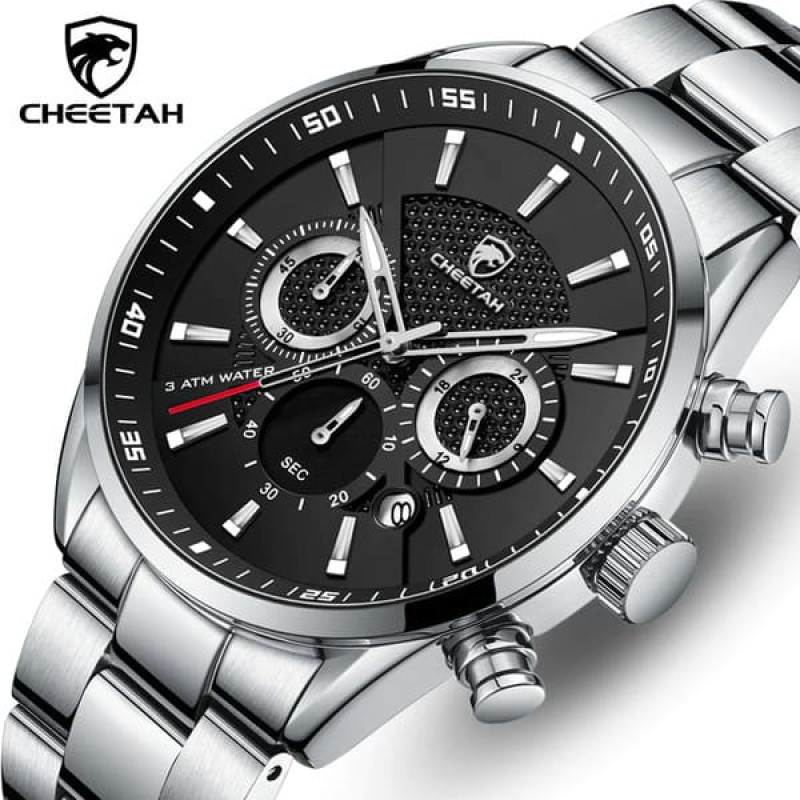 CHEETAH CH1613 CROWN - Men's Luxury Watch - Silver Black