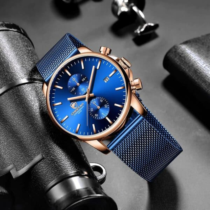 CHEETAH CH1604 ARISTO X7 - Men's Rose Gold and Blue Chronograph Watch