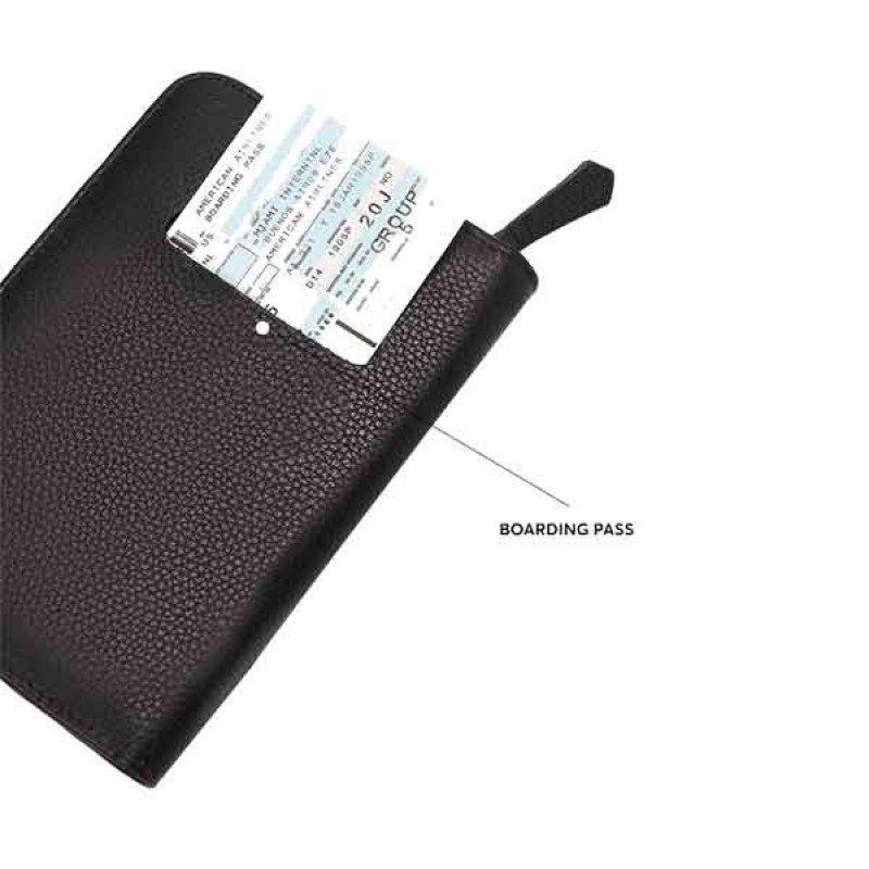 Black Milling Leather All In One Travel Wallet