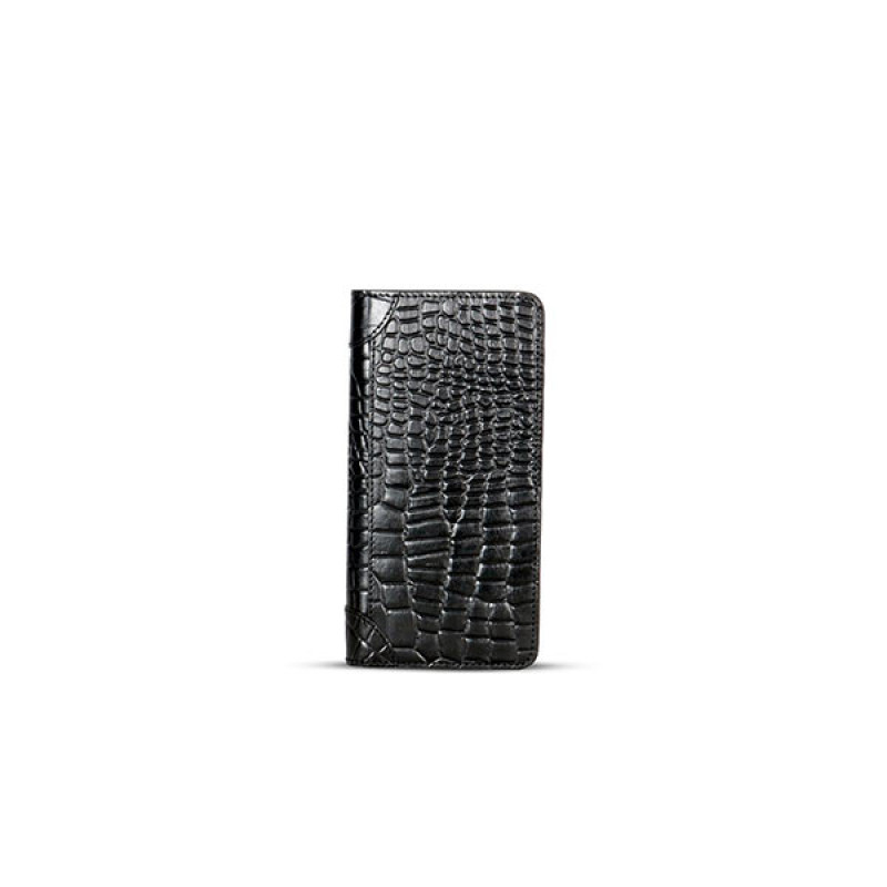 Croco Design Leather Long Wallet