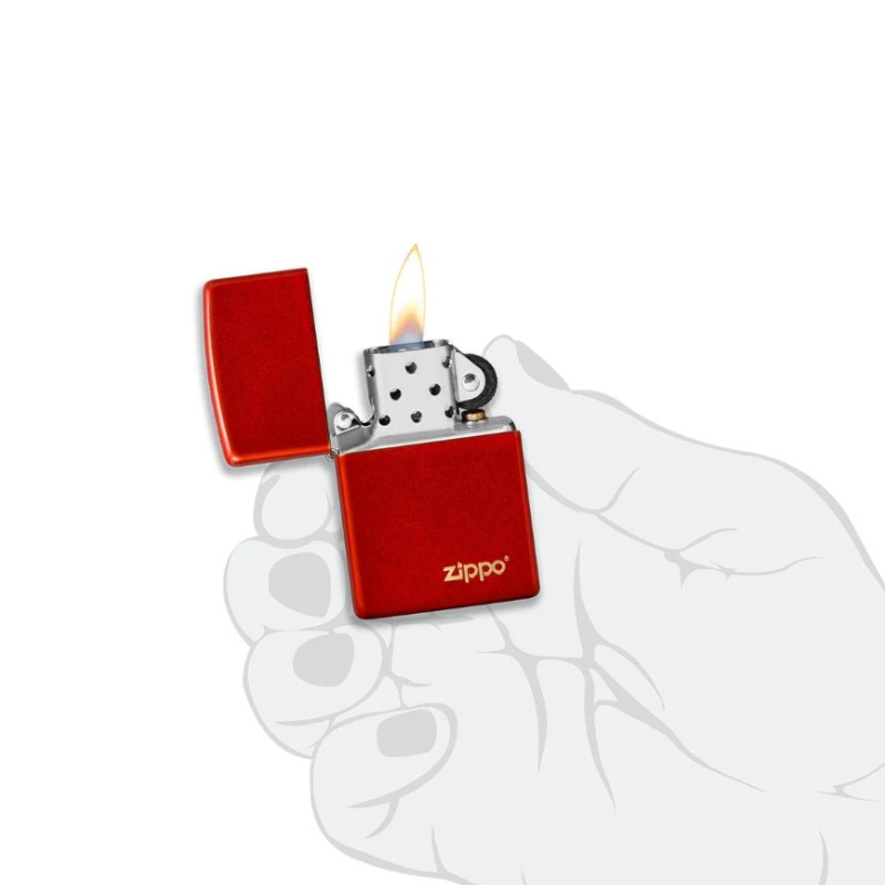 Classic Metallic Red Zippo Logo